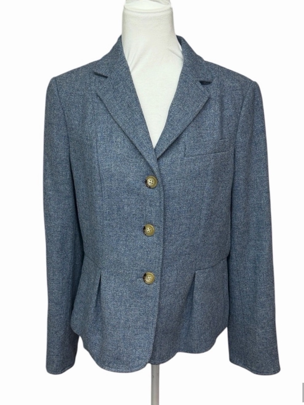 Talbots The Grace Fit Blue Tailored Wool Blazer
